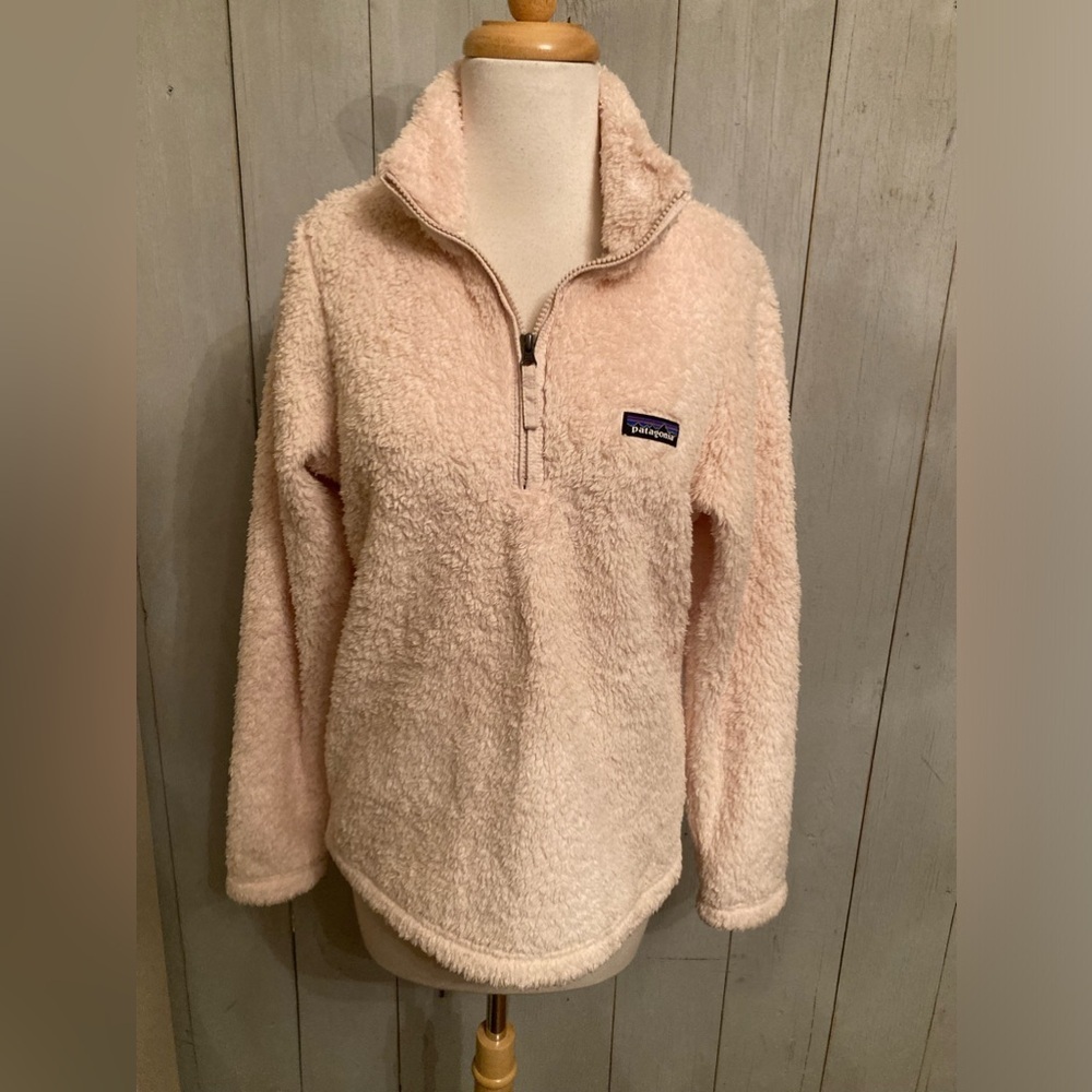 Patagonia Los Gatos 1/4 Zip Pullover Light Pink Sz- M Fleece Sherpa Sweater